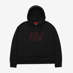 Fila Gothic Logo Crop - Naisten Hoodie - Mustat | FI-36965